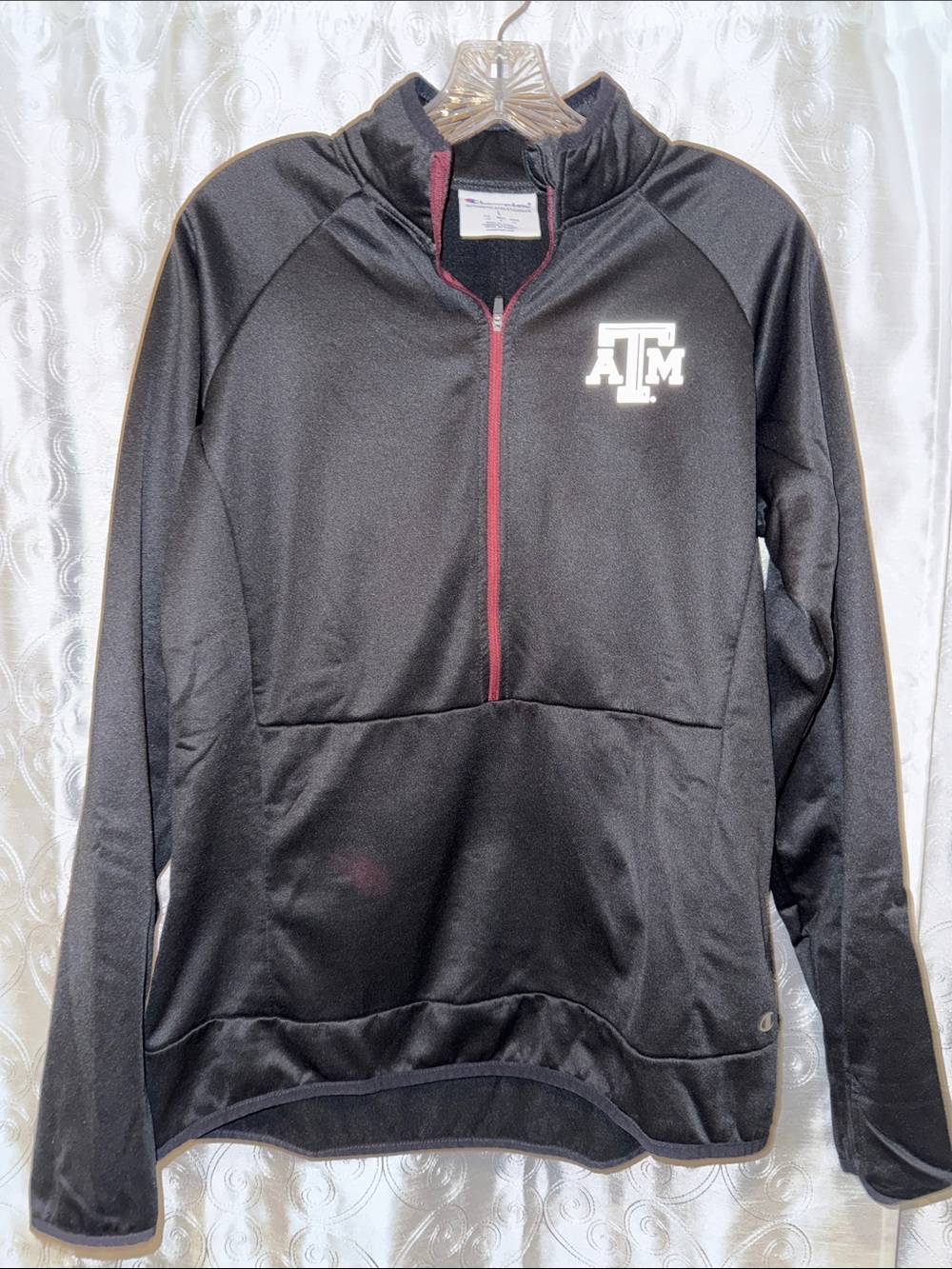Champion Texas A&M Aggies Black 1/4 Zip Pullover with Maroon Trim Size L 🔥 G11